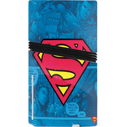 DC Comics Superman Logo Background Pattern PS5 Pro Disk Console Skin