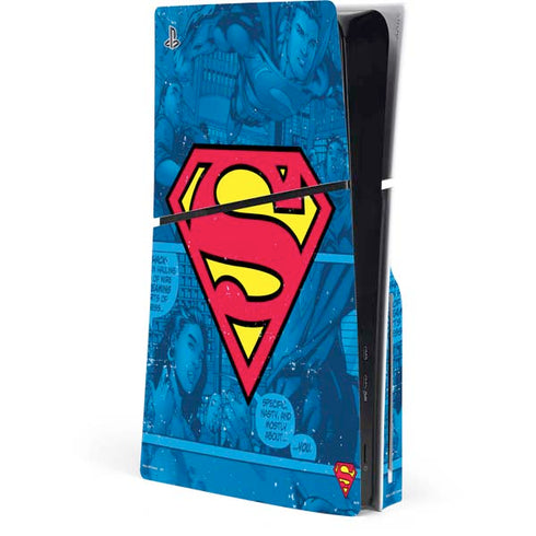 DC Comics Superman Logo Background Pattern PlayStation PS5 Skins
