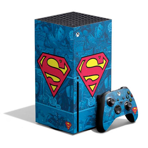 DC Comics Superman Logo Background Pattern Xbox Series X Bundle Skin