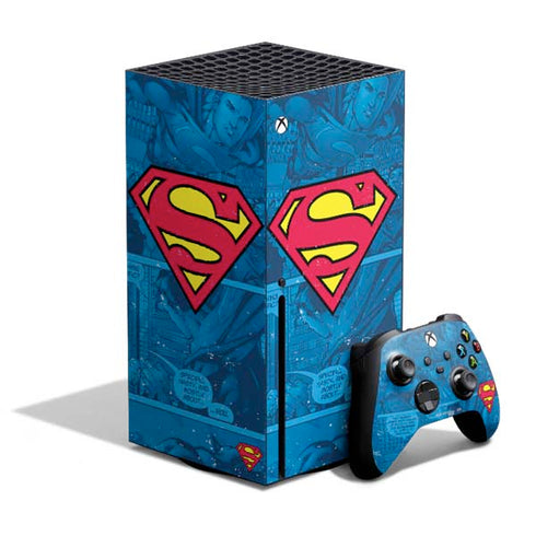 DC Comics Superman Logo Background Pattern Xbox Series X Skins