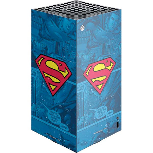 DC Comics Superman Logo Background Pattern XBox Series X Digital Edition Console Skin