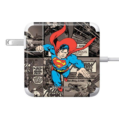 DC Comics Superman Vintage Action pose pattern 85W Power Adapter (15 and 17 inch MacBook Pro Charger) Skin