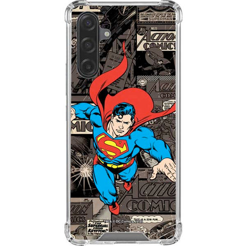 DC Comics Superman Vintage Action pose pattern Galaxy A17 Clear Case