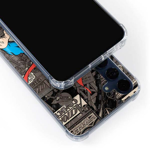 DC Comics Superman Vintage Action pose pattern Galaxy A55 5G Clear Case