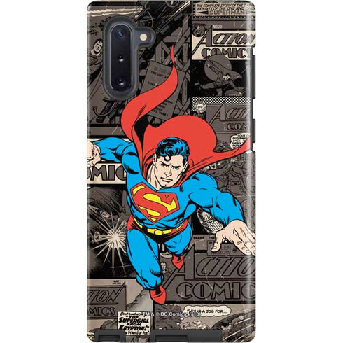 DC Comics Superman Vintage Action pose pattern Galaxy Cases