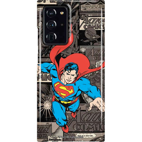 DC Comics Superman Vintage Action pose pattern Galaxy Cases