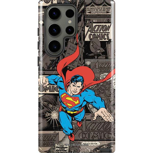 DC Comics Superman Vintage Action pose pattern Galaxy S23 Ultra Pro Case