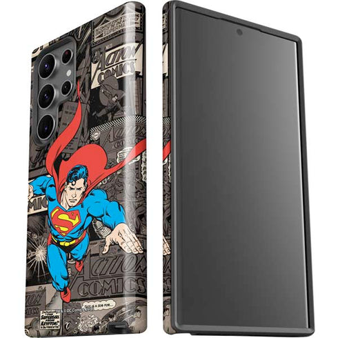DC Comics Superman Vintage Action pose pattern Galaxy S23 Ultra Pro Case