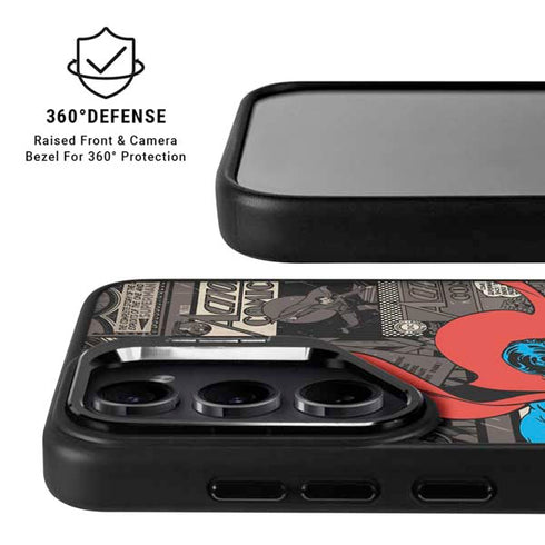 DC Comics Superman Vintage Action pose pattern Galaxy S25 Kickstand Case