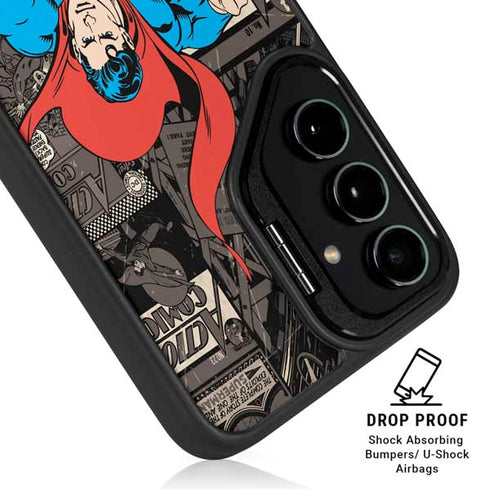 DC Comics Superman Vintage Action pose pattern Galaxy S25 Kickstand Case