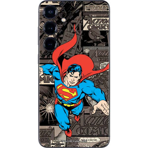DC Comics Superman Vintage Action pose pattern Galaxy S24 Plus Skin