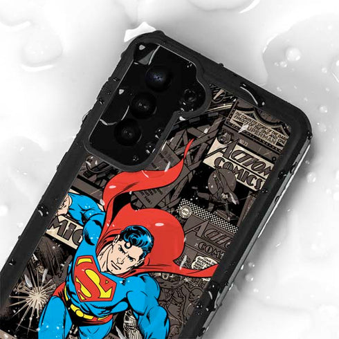 DC Comics Superman Vintage Action pose pattern Galaxy S24 Plus Waterproof Case