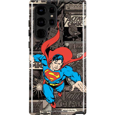 DC Comics Superman Vintage Action pose pattern Galaxy S25 Ultra Impact Case