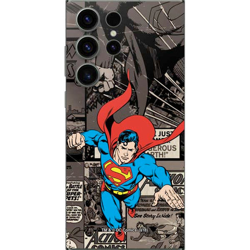 DC Comics Superman Vintage Action pose pattern Galaxy S25 Ultra Skin