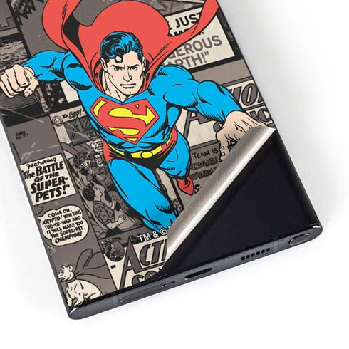 DC Comics Superman Vintage Action pose pattern Galaxy S25 Ultra Skin