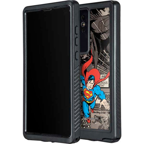 DC Comics Superman Vintage Action pose pattern Galaxy S24 Ultra Waterproof Case