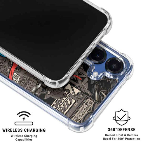 DC Comics Superman Vintage Action pose pattern Galaxy S25 Clear Case