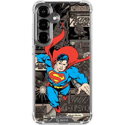 DC Comics Superman Vintage Action pose pattern Galaxy S26 Clear Case