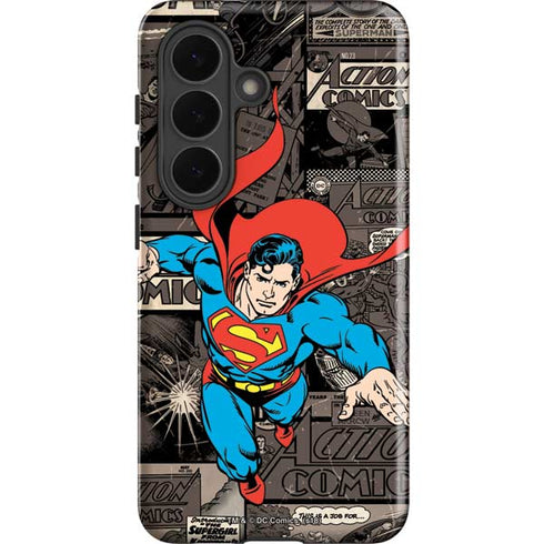 DC Comics Superman Vintage Action pose pattern Galaxy S26 Impact Case