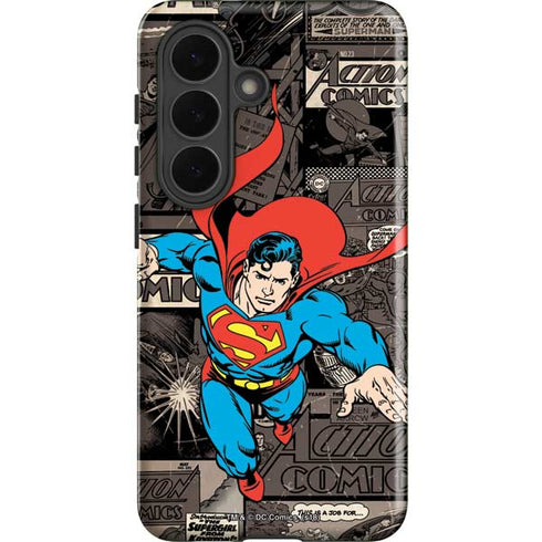 DC Comics Superman Vintage Action pose pattern Galaxy S26 Plus Impact Case