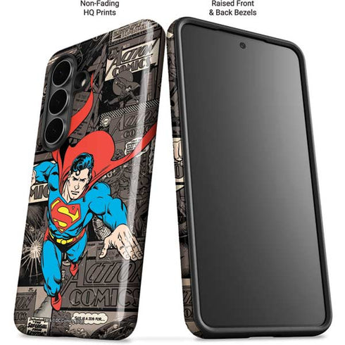 DC Comics Superman Vintage Action pose pattern Galaxy S26 Plus Impact Case