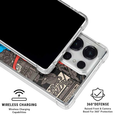 DC Comics Superman Vintage Action pose pattern Galaxy S26 Ultra Clear Case