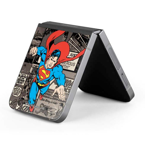 DC Comics Superman Vintage Action pose pattern Galaxy Z Flip6 Skin