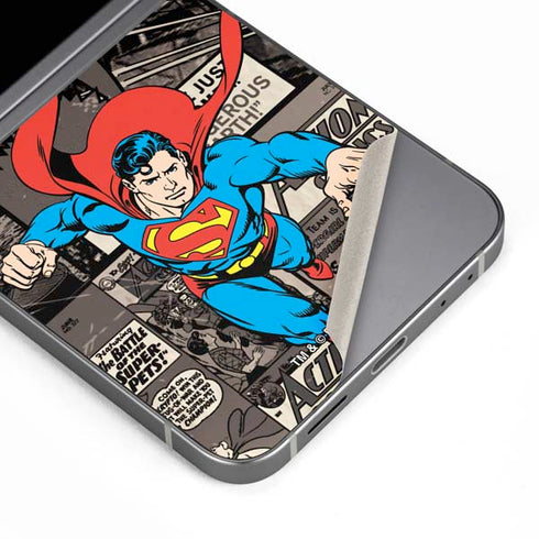 DC Comics Superman Vintage Action pose pattern Galaxy Z Flip6 Skin