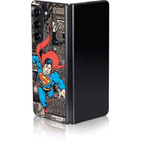 DC Comics Superman Vintage Action pose pattern Galaxy Z Fold5 5G Skin