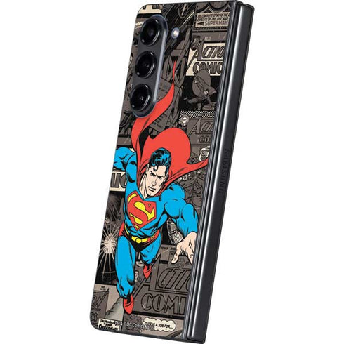 DC Comics Superman Vintage Action pose pattern Galaxy Z Fold5 5G Skin