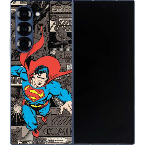 DC Comics Superman Vintage Action pose pattern Galaxy Z Fold6 Skin