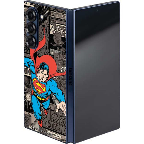 DC Comics Superman Vintage Action pose pattern Galaxy Z Fold6 Skin