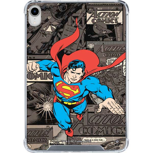 DC Comics Superman Vintage Action pose pattern iPad 11th Gen (2025) Clear Case