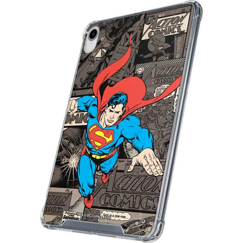 DC Comics Superman Vintage Action pose pattern iPad 11th Gen (2025) Clear Case