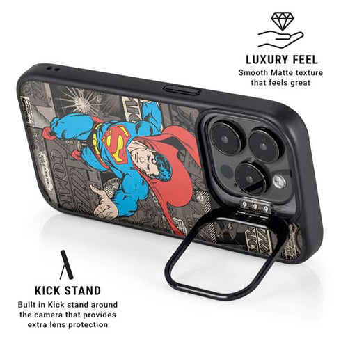 DC Comics Superman Vintage Action pose pattern iPhone 13 Pro Kickstand Case