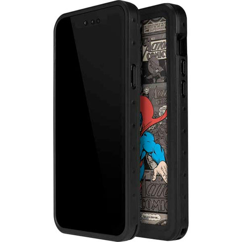 DC Comics Superman Vintage Action pose pattern iPhone 15 Plus Waterproof Case