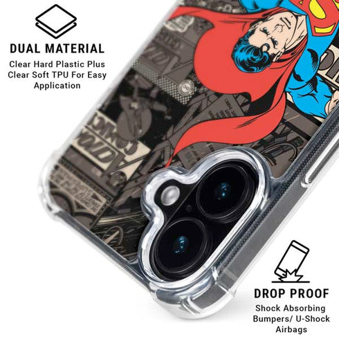 DC Comics Superman Vintage Action pose pattern iPhone 16 MagSafe Case