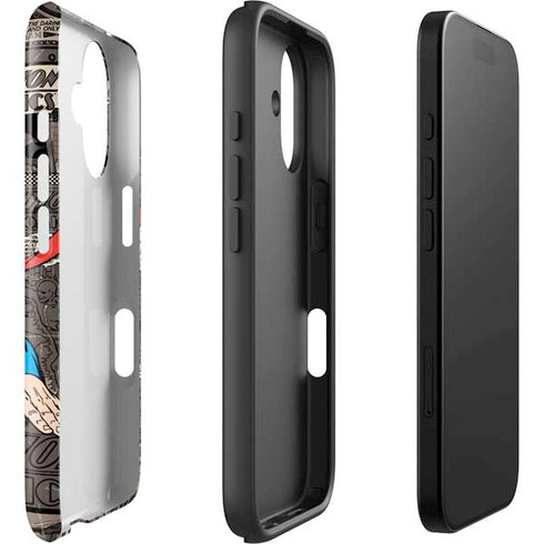 DC Comics Superman Vintage Action pose pattern iPhone 16 Plus Impact Case