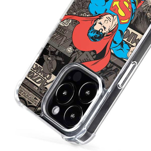 DC Comics Superman Vintage Action pose pattern iPhone 16 Pro Max MagSafe Case