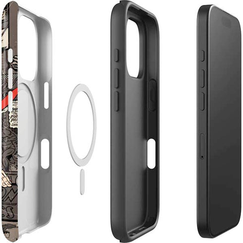 DC Comics Superman Vintage Action pose pattern iPhone 16 Pro Max Magsafe Impact Case