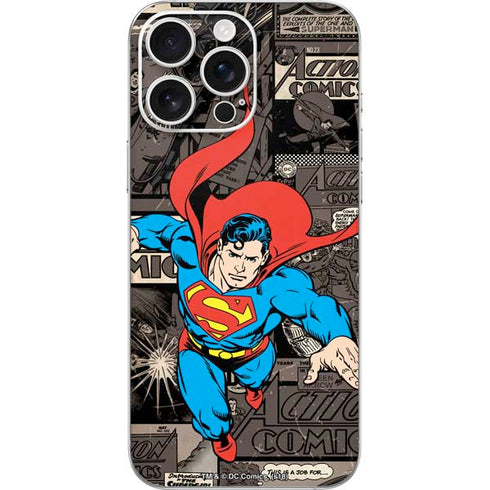 DC Comics Superman Vintage Action pose pattern iPhone 16 Pro Max Skin