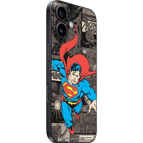DC Comics Superman Vintage Action pose pattern iPhone 16 Skin