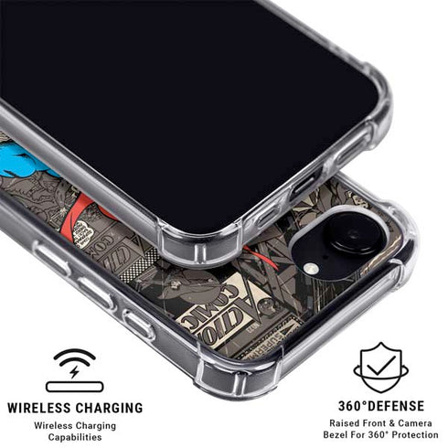 DC Comics Superman Vintage Action pose pattern iPhone 16e MagSafe Case