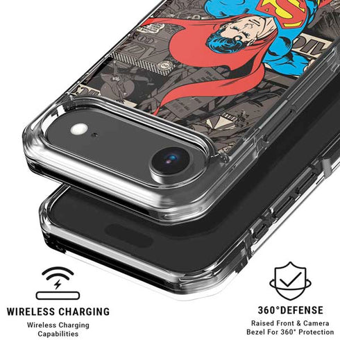 DC Comics Superman Vintage Action pose pattern iPhone 17 Air Clear Case