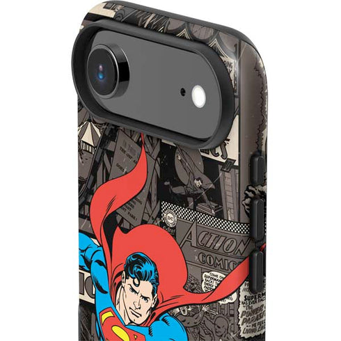 DC Comics Superman Vintage Action pose pattern iPhone 17 Air Impact Case