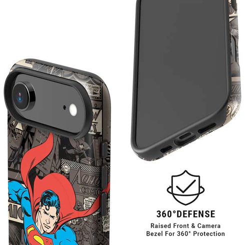 DC Comics Superman Vintage Action pose pattern iPhone 17 Air Magsafe Impact Case