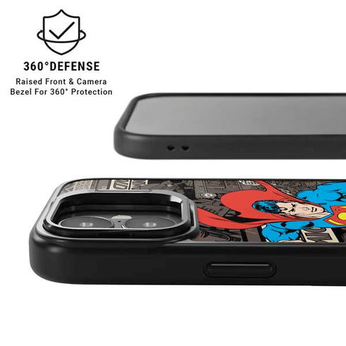 DC Comics Superman Vintage Action pose pattern iPhone 17 Kickstand Case