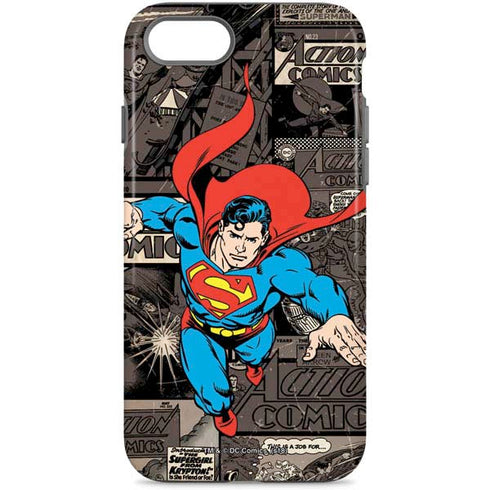 DC Comics Superman Vintage Action pose pattern iPhone Cases