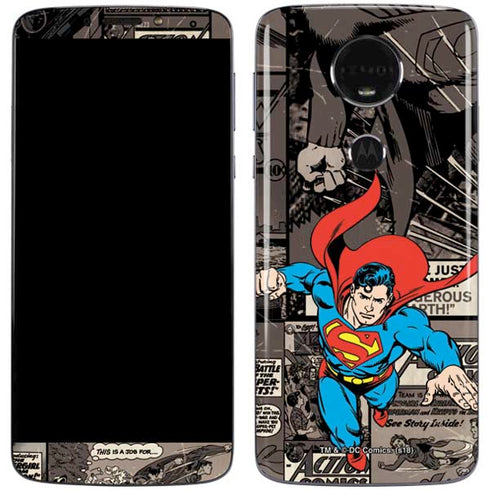 DC Comics Superman Vintage Action pose pattern Moto E5 Plus Skin