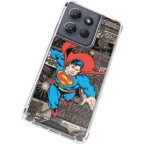 DC Comics Superman Vintage Action pose pattern Moto G 5G (2025) Clear Case